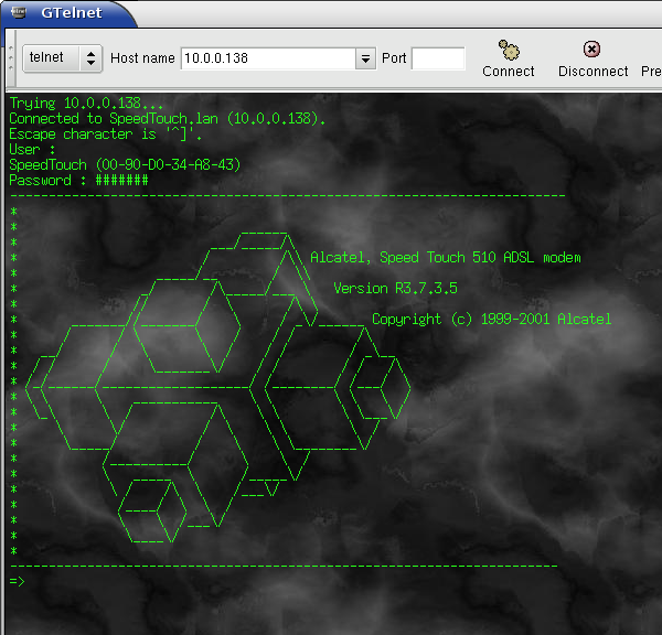 Ecran Telnet